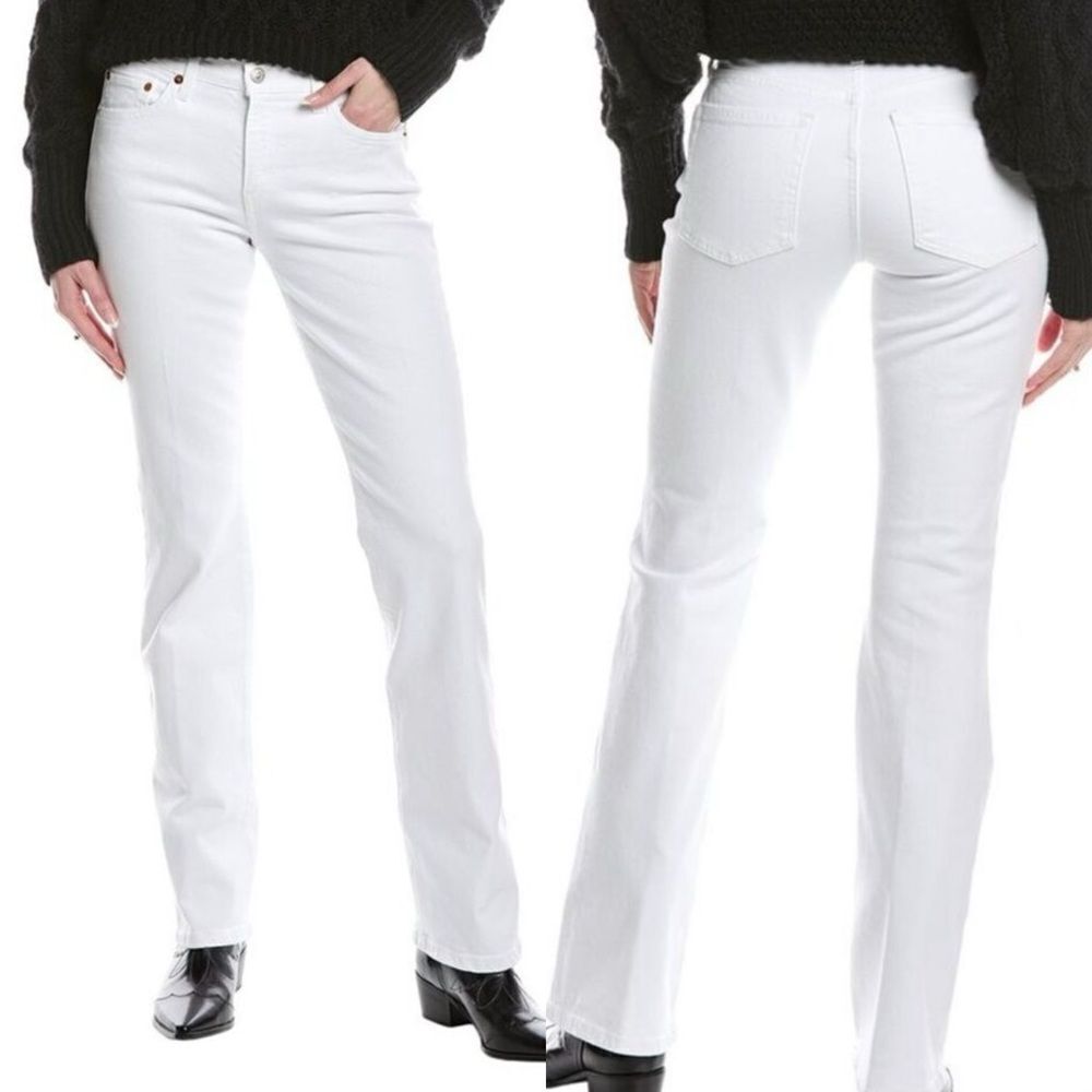Re/Done Mid-Rise White Baby Boot White Jeans Size 25